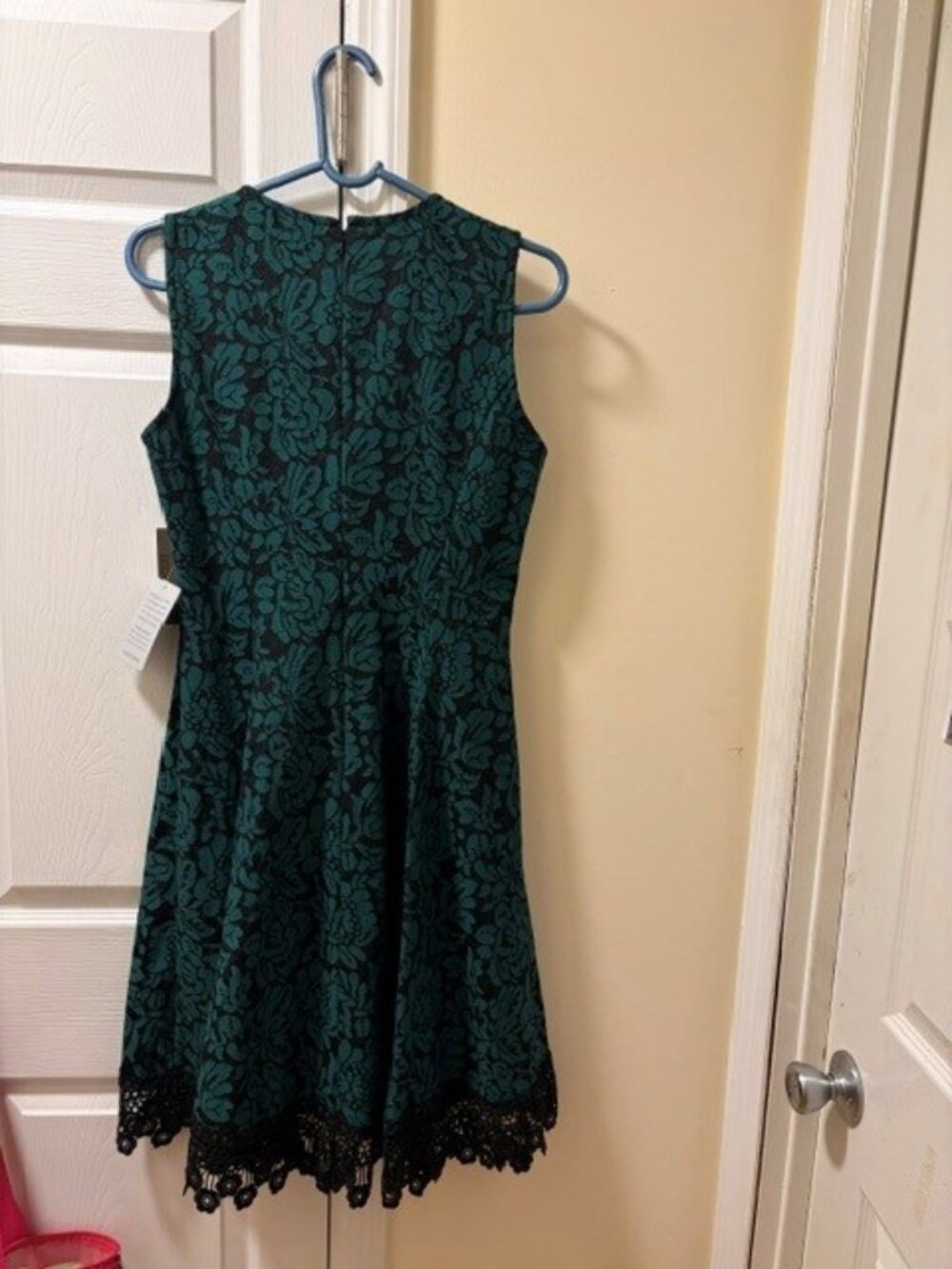 Donna Ricco NWT A-Line Dress Size 8 Green Black Lace Sleeveless Knee Length- NEW - Picture 6 of 6